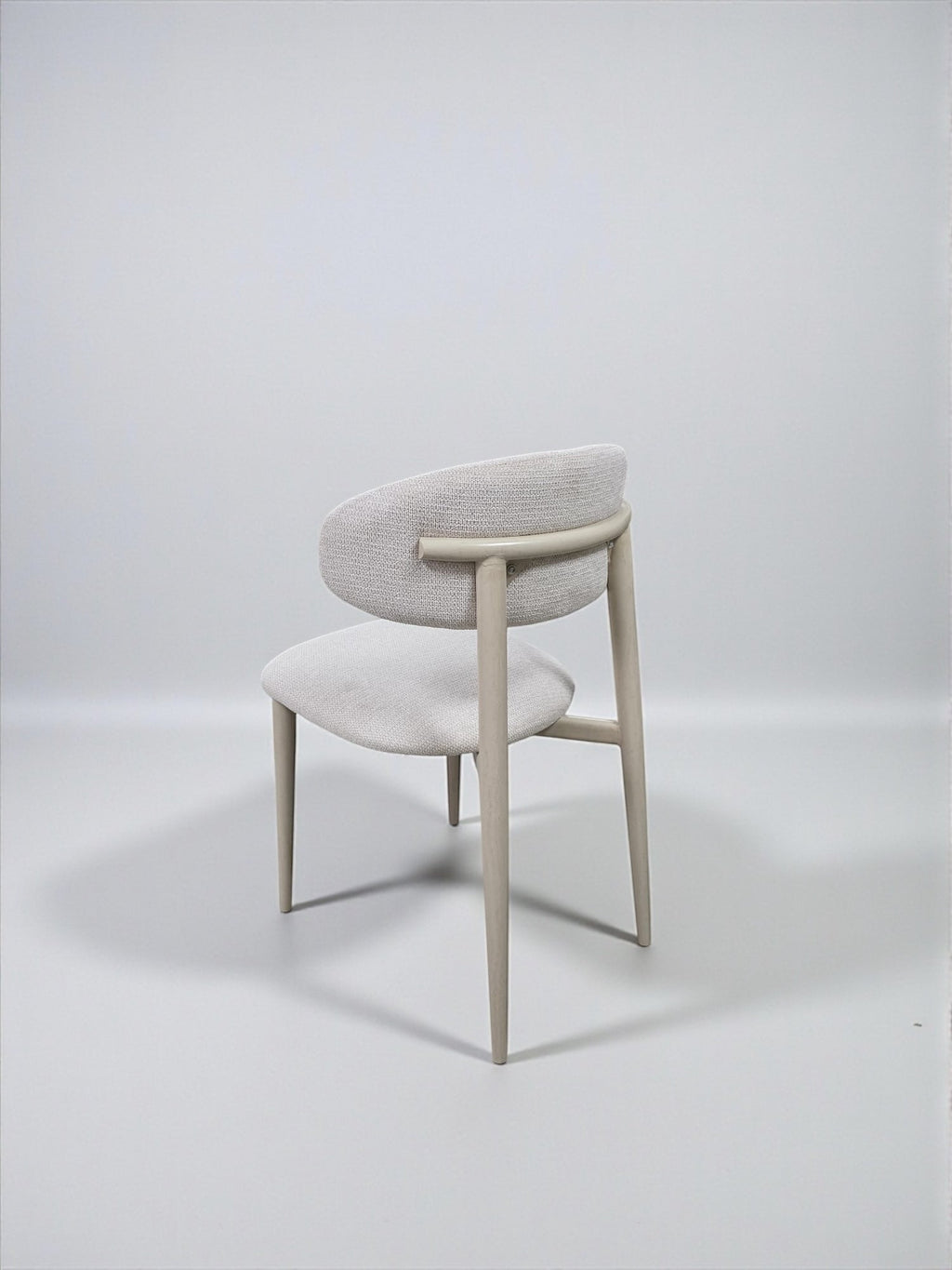 Chaise Bohême Tissu Chenille Pied Noyer