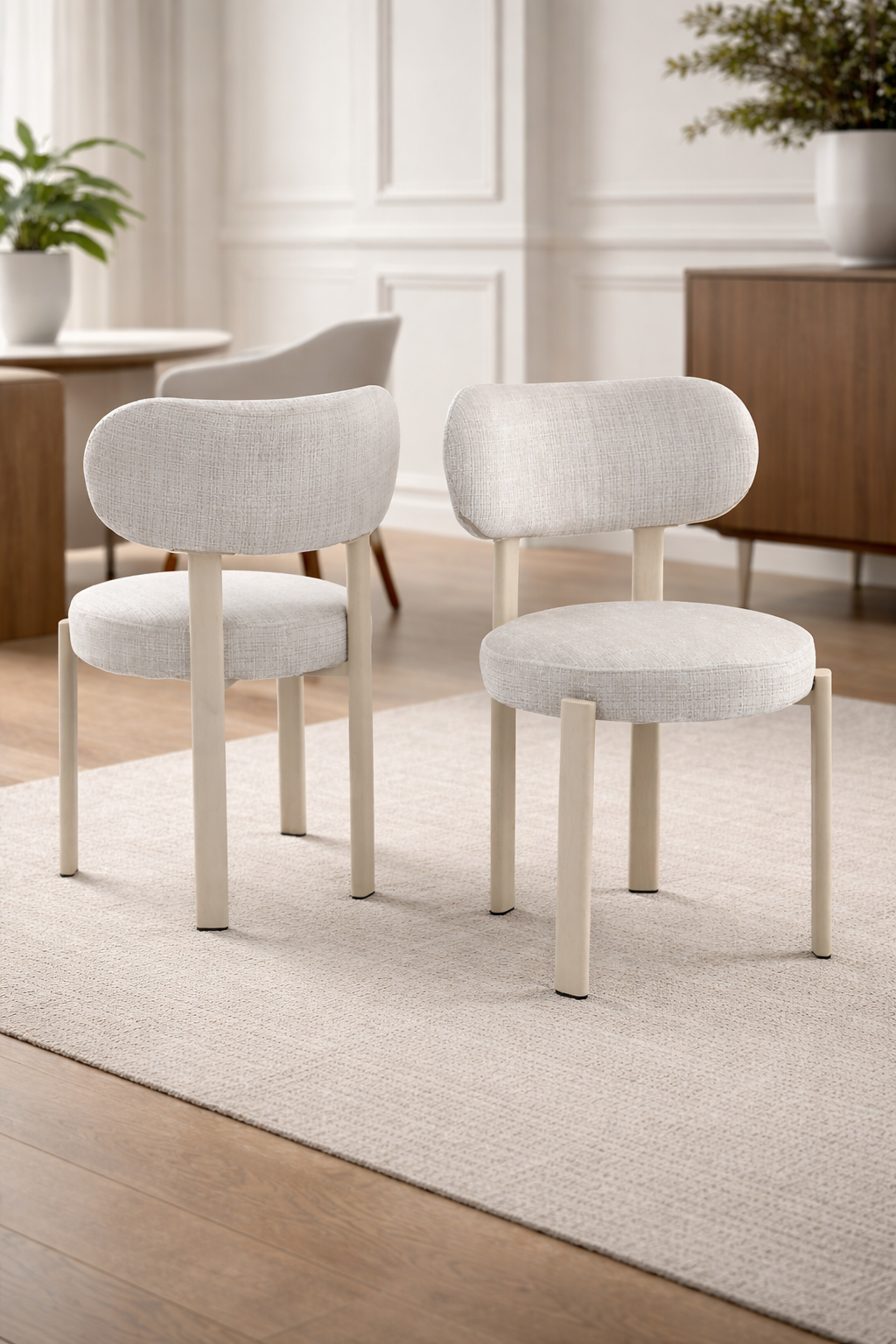 Chaise Puffy Tissu Marbella Pied Hêtre