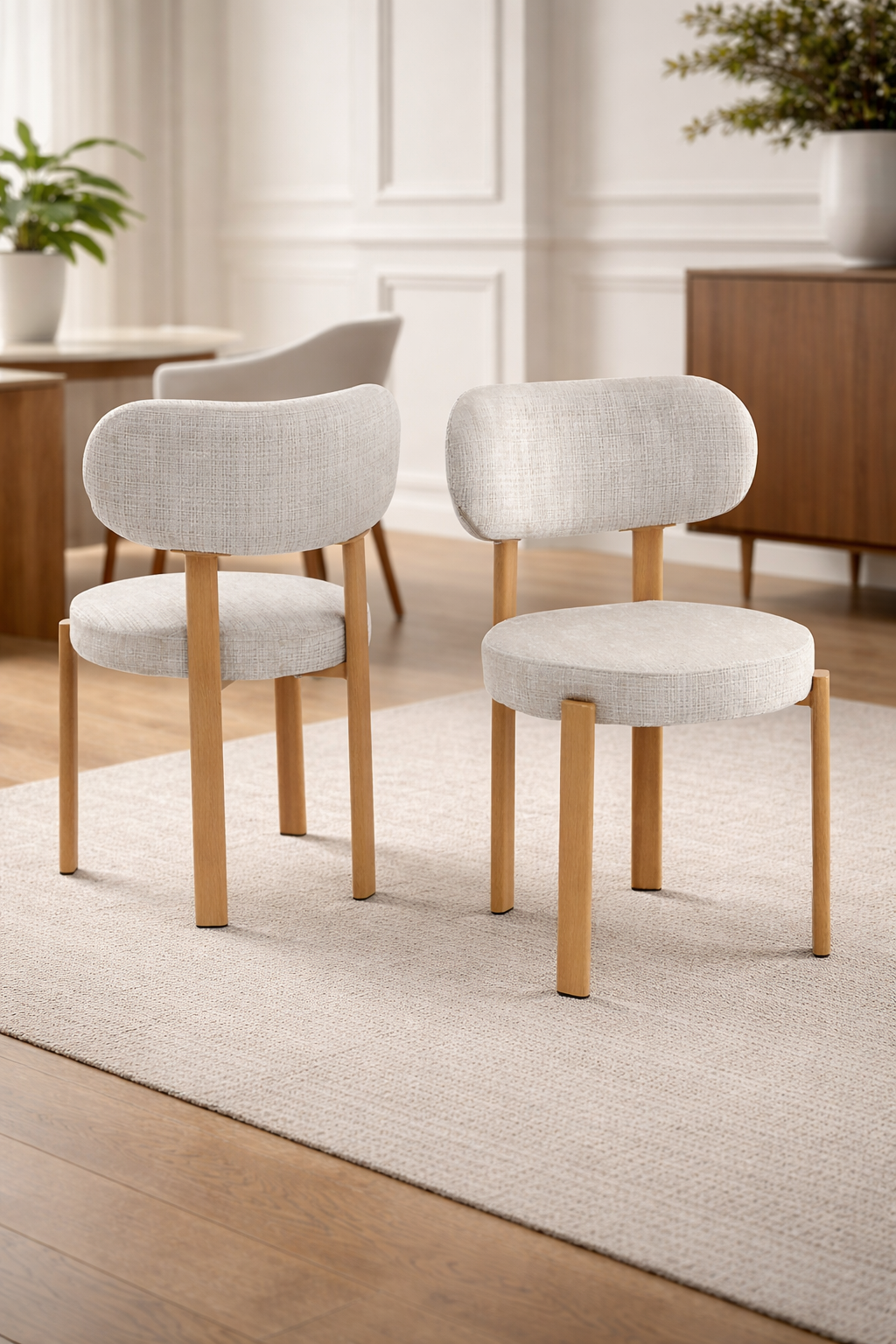 Chaise Puffy Tissu Marbella Pied Hêtre
