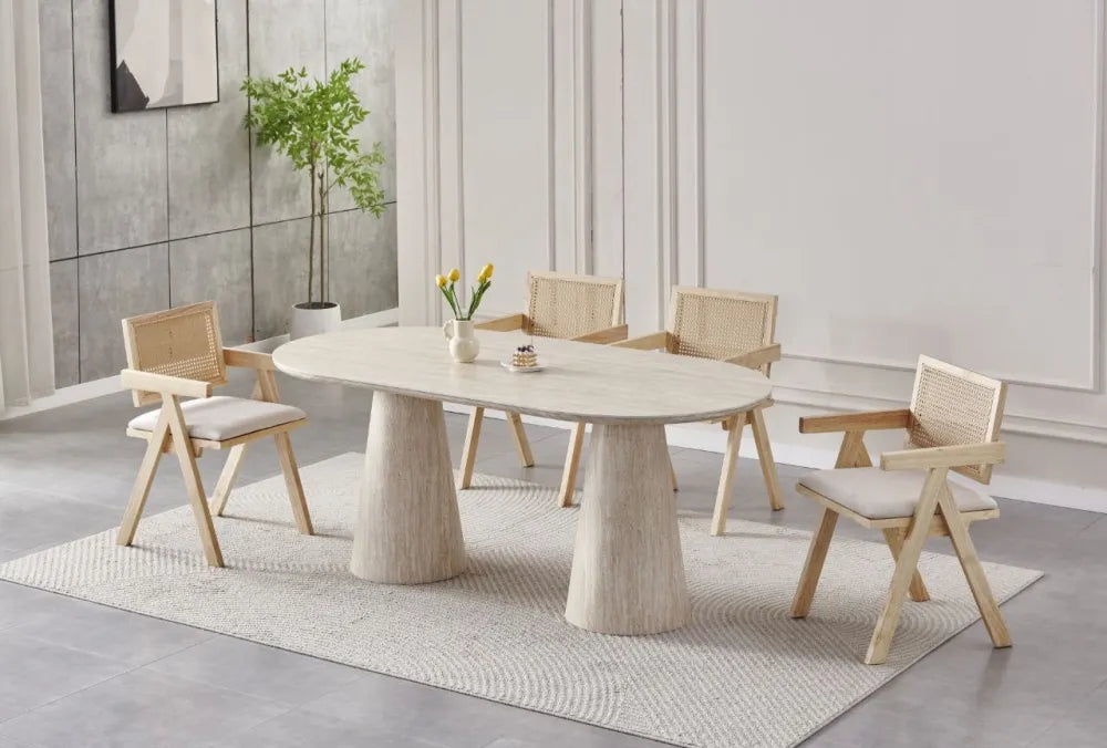 Table à manger Iconic Céramique travertin noyer 180cm