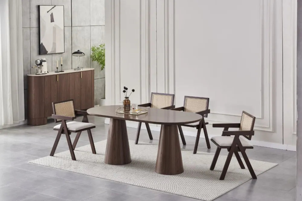 Table à manger Iconic Céramique travertin noyer 180cm