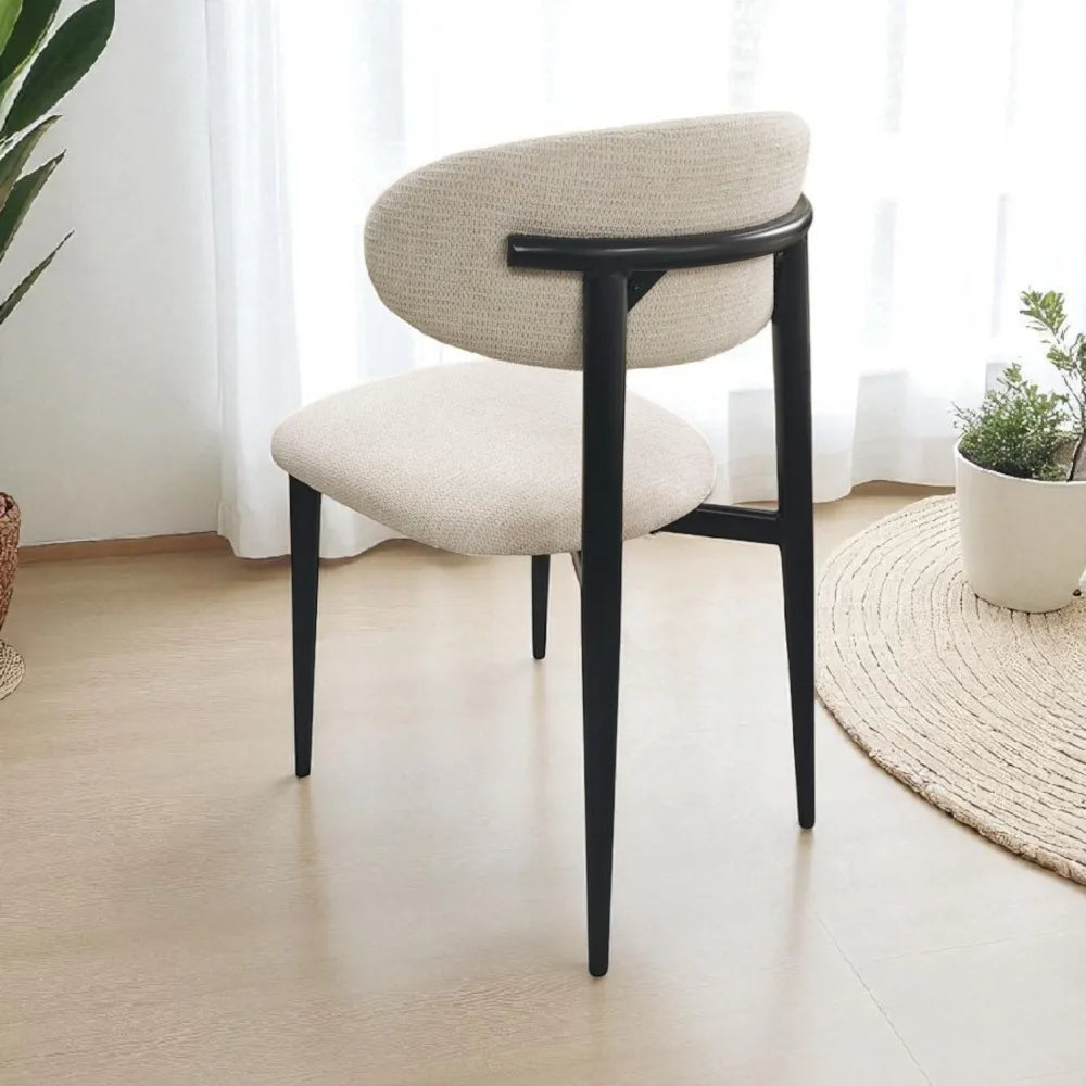 Chaise Bohême Tissu Chenille Pied Noir