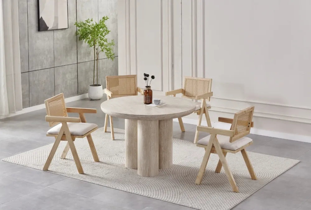 Table à manger ronde Maya MDF noyer ⌀ 110cm