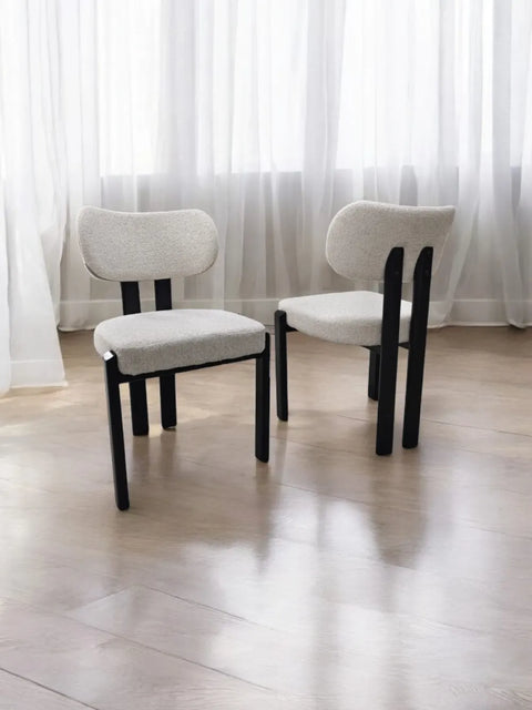 Chaise Hera Tissu Laine Boucle Pied Noyer