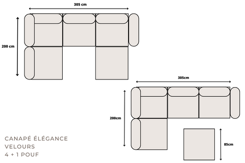 Élégance Modulable  4+1 Pouf