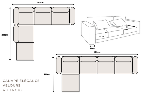 Élégance Modulable  4+1 Pouf