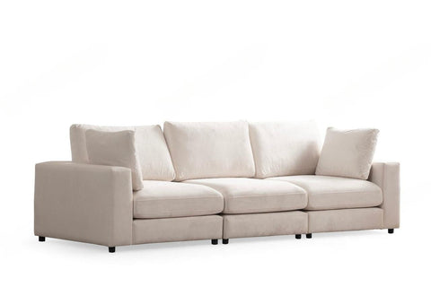 Julia Modulable - Velours Blanc 3+1 Pouf