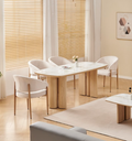 Table à manger Trinity céramique hêtre marbre beige 180cm